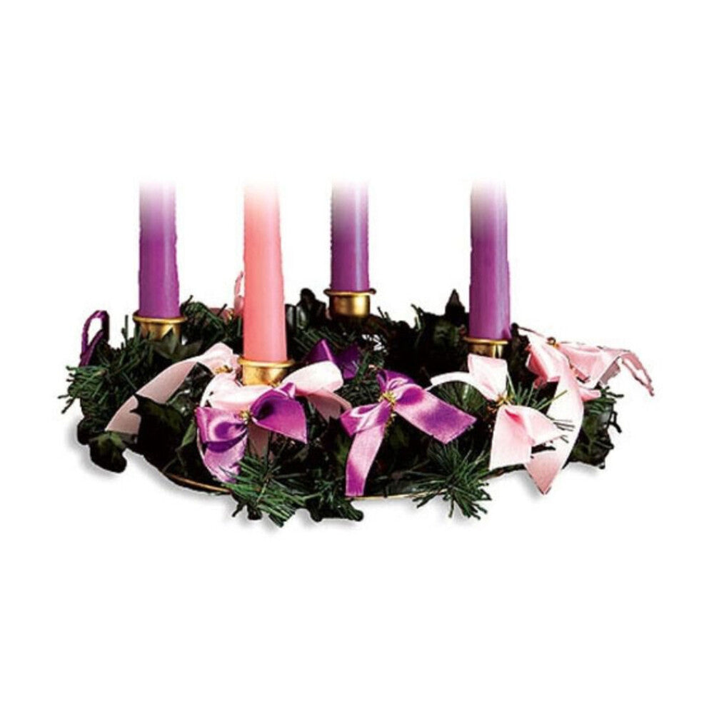 10" Diameter Advent Wreath with Pink & Purple Ribbons