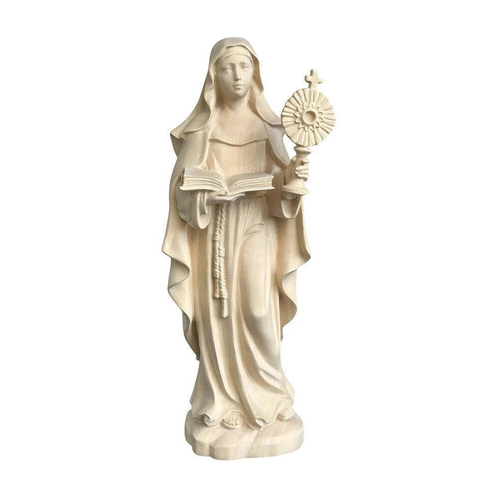 Statue of Saint Clare of Assisi with Monstrance in Wood Carved in Val Gardena