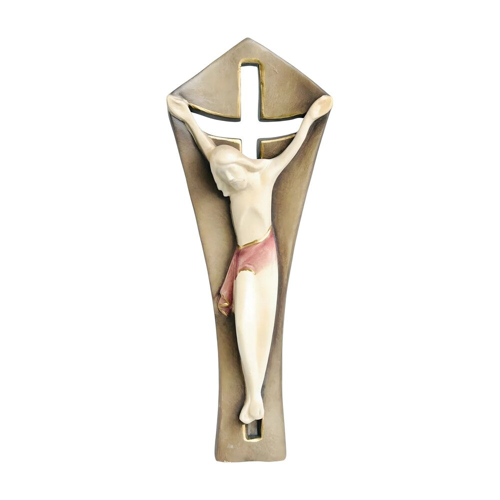 Stylized Modern Wooden Crucifix | Sacred Art Val Gardena