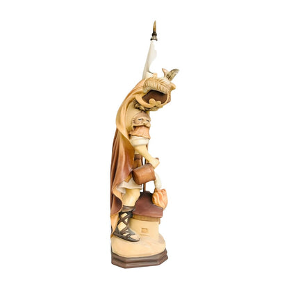 Hand-Carved Wooden Saint Florian Statue from Val Gardena