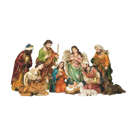 11 Piece Nativity Set Resin 8" High