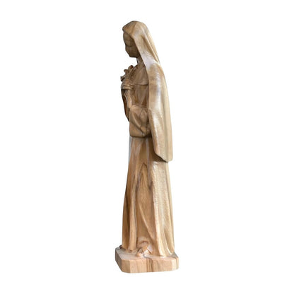 Hand-Carved Wooden Statue of Saint Rita of Cascia from Val Gardena