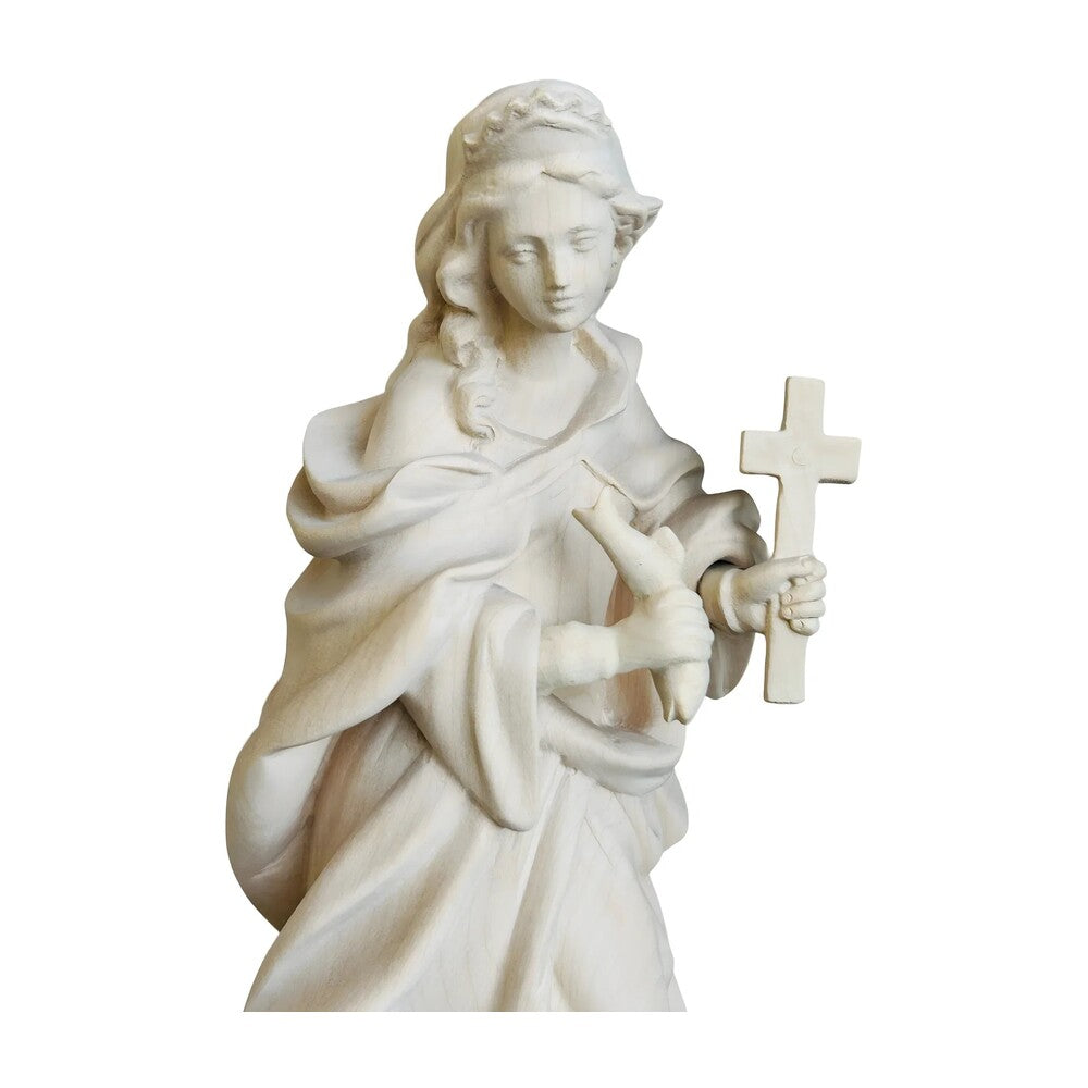 Wooden Statue Saint Margaret, Hand Carved and Painted in Val Gardena