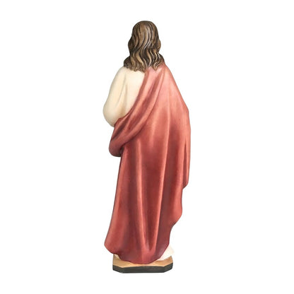 Sacred Heart of Jesus Sculpture in Hand-Painted Val Gardena Wood