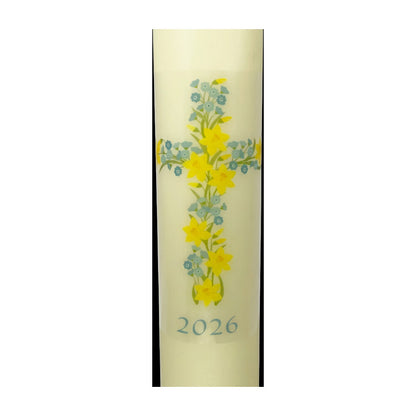 3" x 12" Home Paschal Candle with Daffodil Cross Transfer