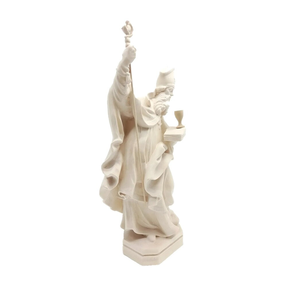 Sculpture of Saint Richard Bishop with Crozier and Book in Val Gardena Wood