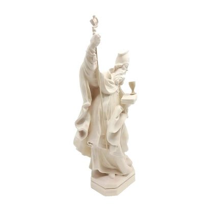 Sculpture of Saint Richard Bishop with Crozier and Book in Val Gardena Wood