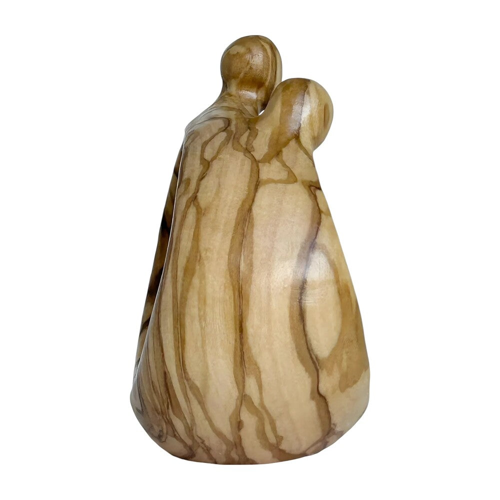 Modern Stylized Nativity Scene in Maple Wood – Family Embrace Sculpture