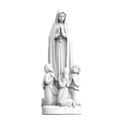 Our Lady of Fatima Pilgrim Statue and the Three Shepherd Children - Handmade Fiberglass Sculpture