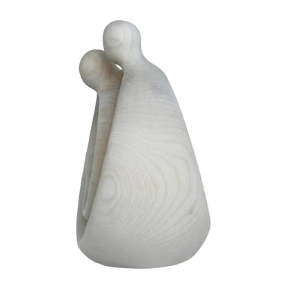 Modern Stylized Nativity Scene in Maple Wood – Family Embrace Sculpture