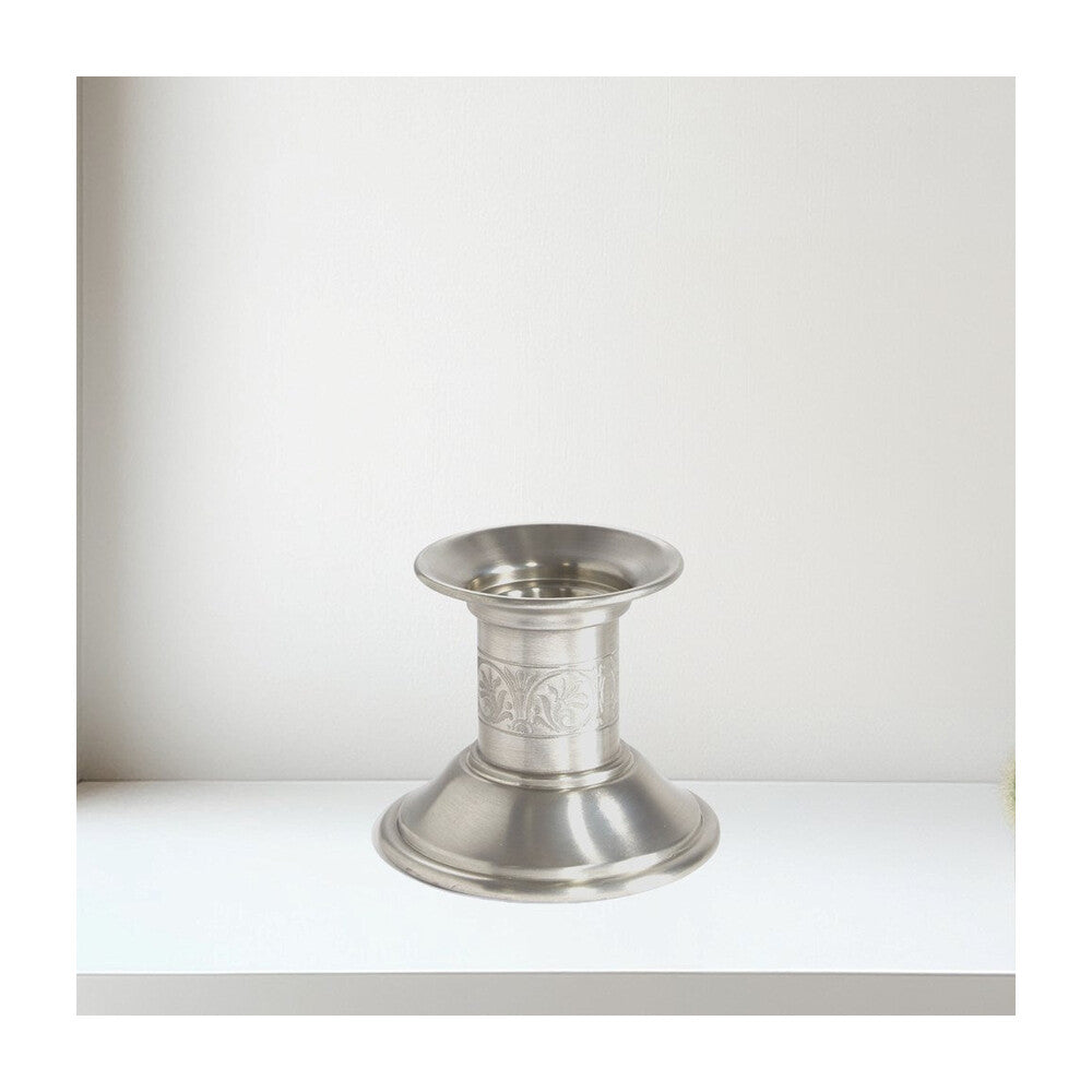 Extra Small Medieval Pewter Candle Holder Antique Finish