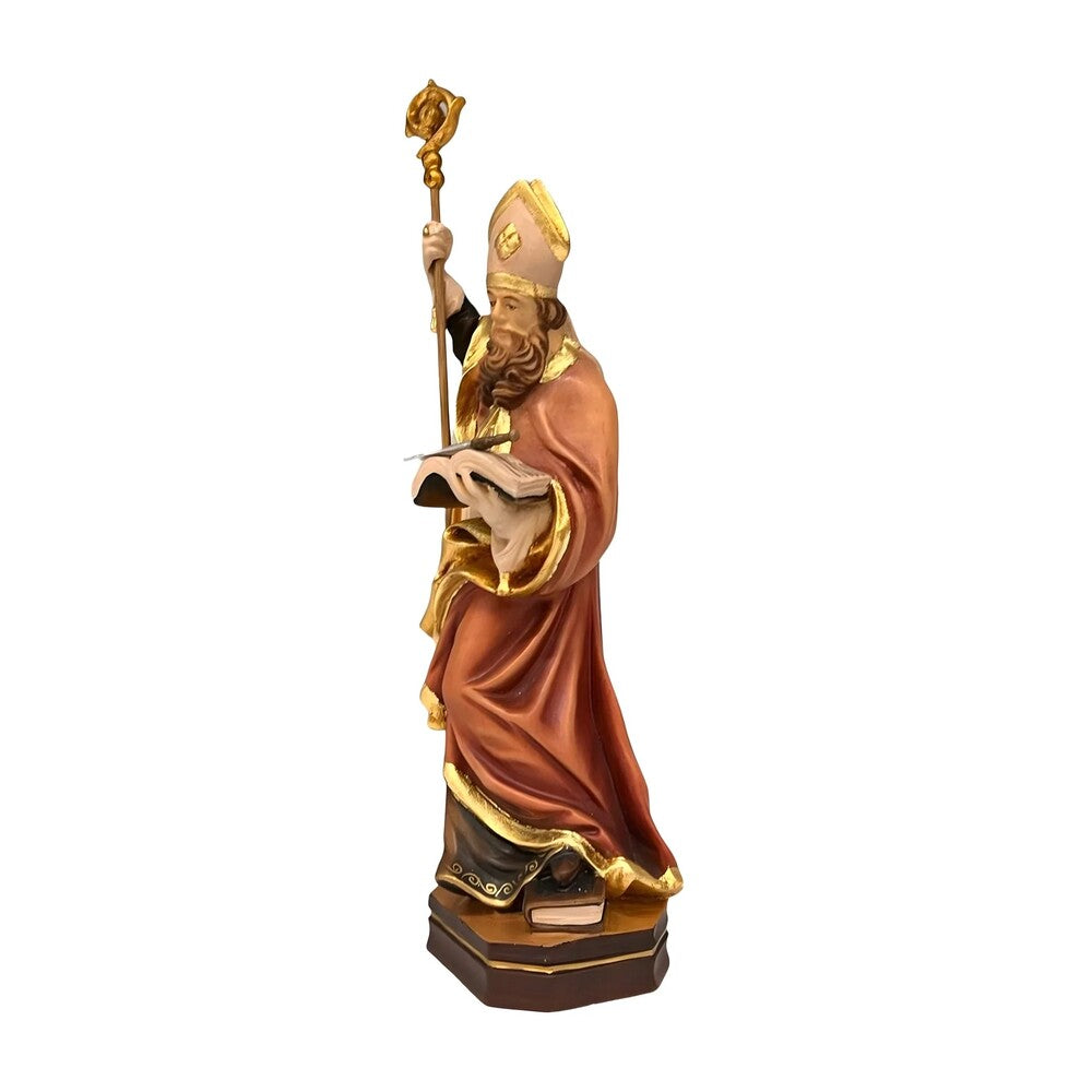 Sculpture of Saint Kilian Bishop in Painted Wood from Val Gardena