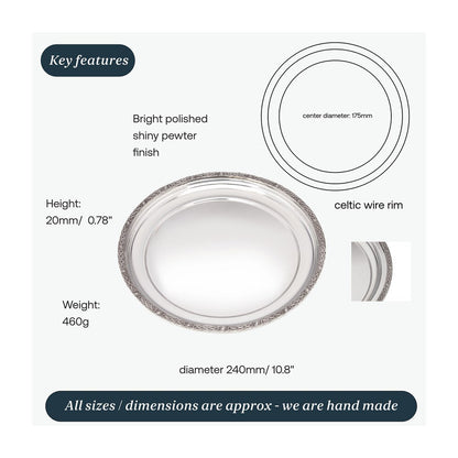 Medium Celtic Rim Pewter Tray