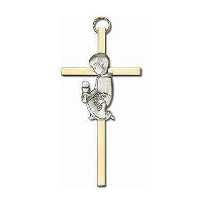 Communion Boy 4" Metal Wall Cross 4430