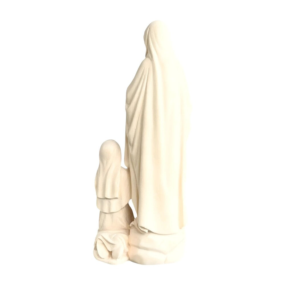 Our Lady of Lourdes with Saint Bernadette Carved in Val Gardena Wood