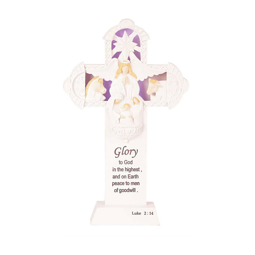 Lighted Glory to God Tabletop Cross