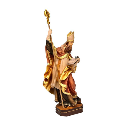 Sculpture of Saint Kilian Bishop in Painted Wood from Val Gardena