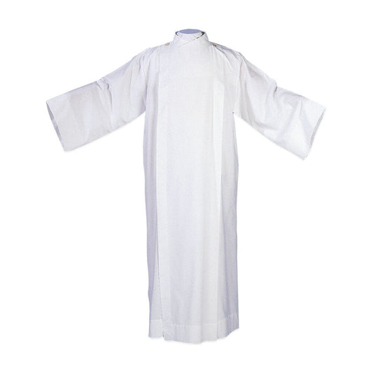 Open Alb with Buttons Thomas White 63" Long, Chest 45", Shoulder 20"