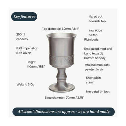 Medieval Antique Finish Pewter Chalice