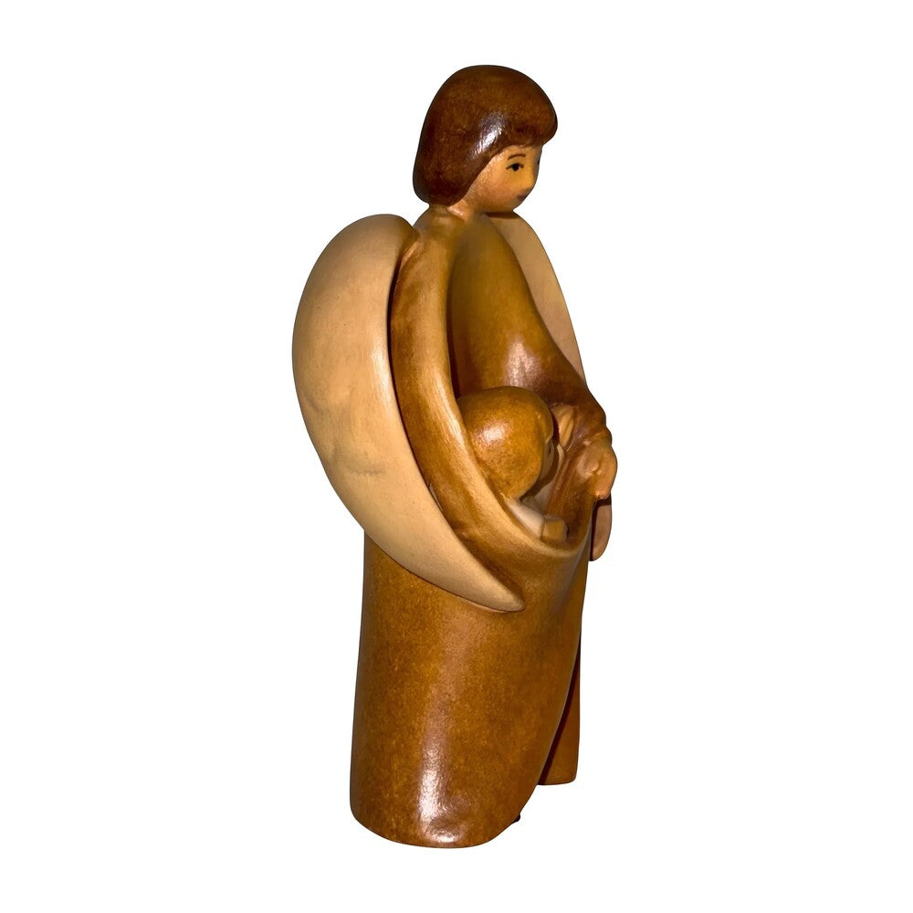 Guardian Angel Sculpture with Child | Sacred Handicrafts Val Gardena