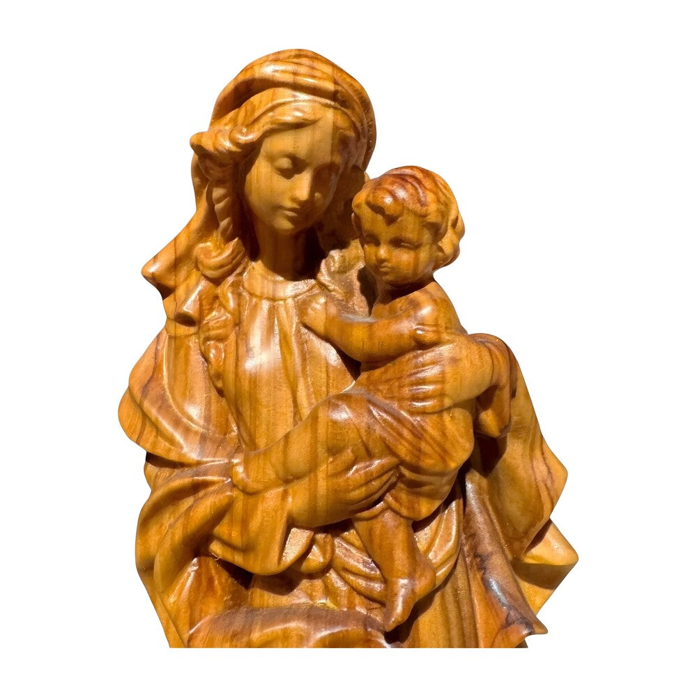 Our Lady of the Heart with Child statue in carved wood from Val Gardena
