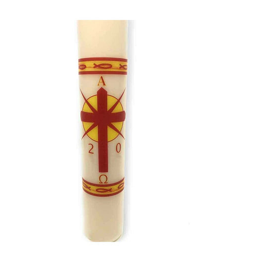 Cross with Radiant Sun and Fish Paschal Candle
