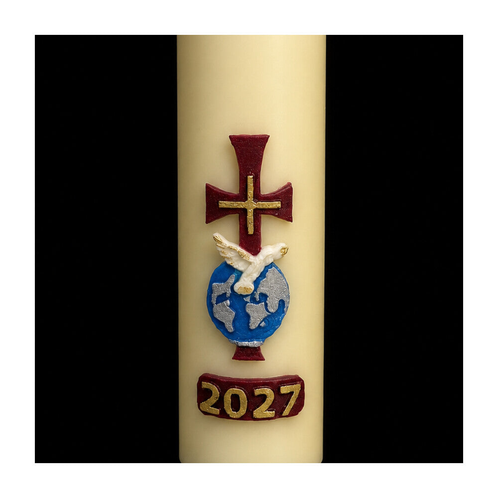 Cross with Dove Home Paschal Candle - 3" x 12"
