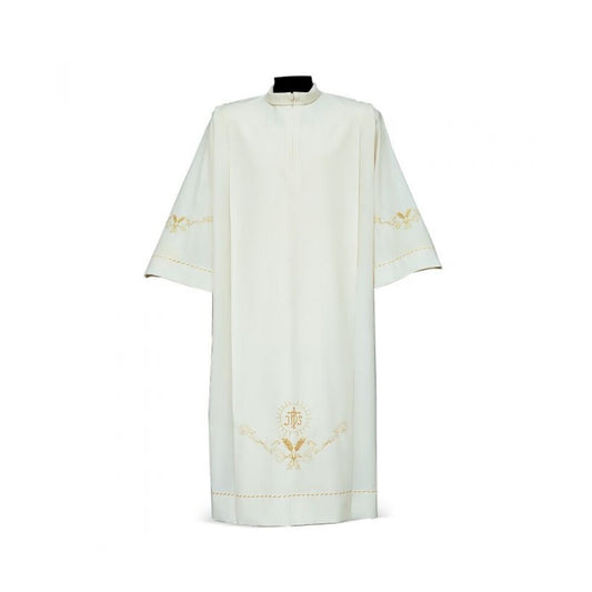 Spighe Embroidered Alb with IHS & Wheat Motif