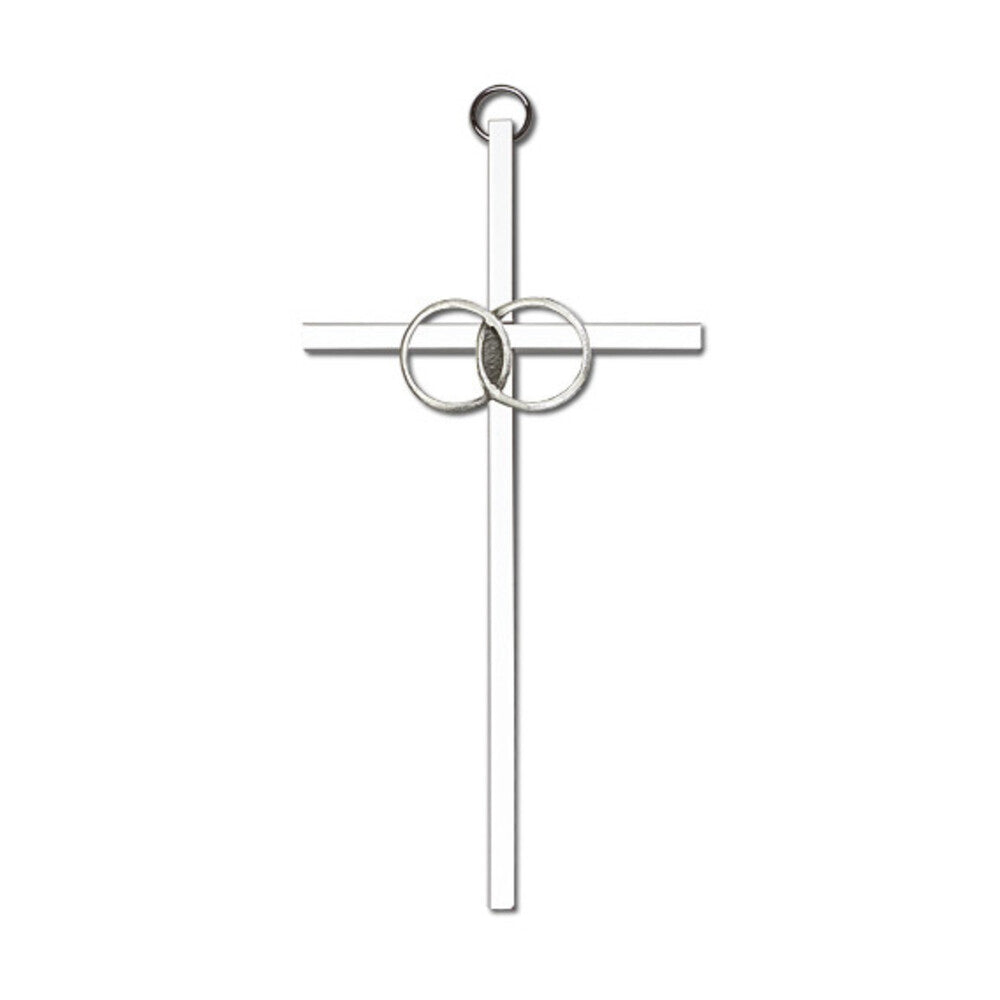 Wedding Rings 6" Metal Wall Cross 4602