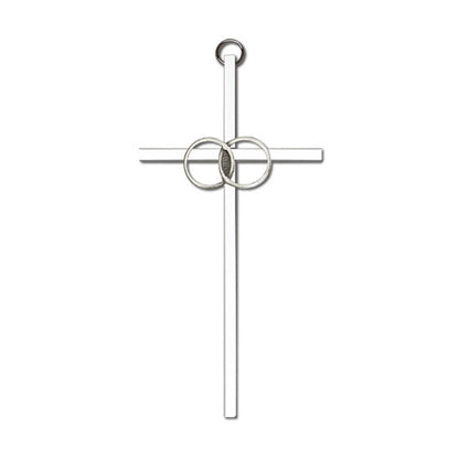 Wedding Rings 6" Metal Wall Cross 4602