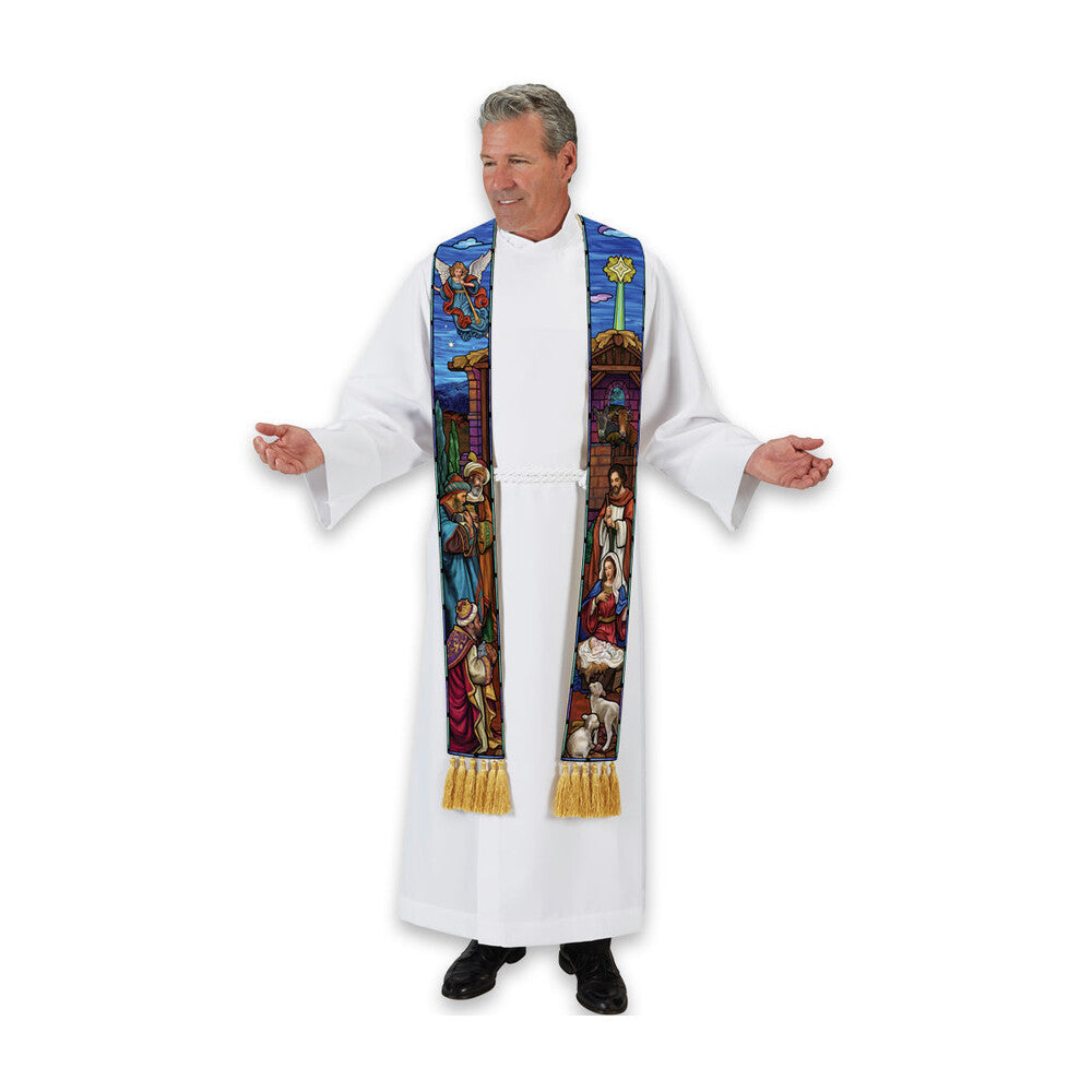 Stained Glass Nativity Overlay Stole