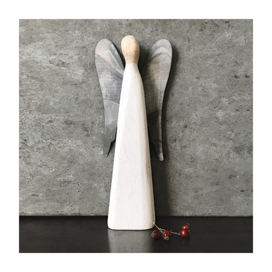 White Angel With Metal Wings - Large