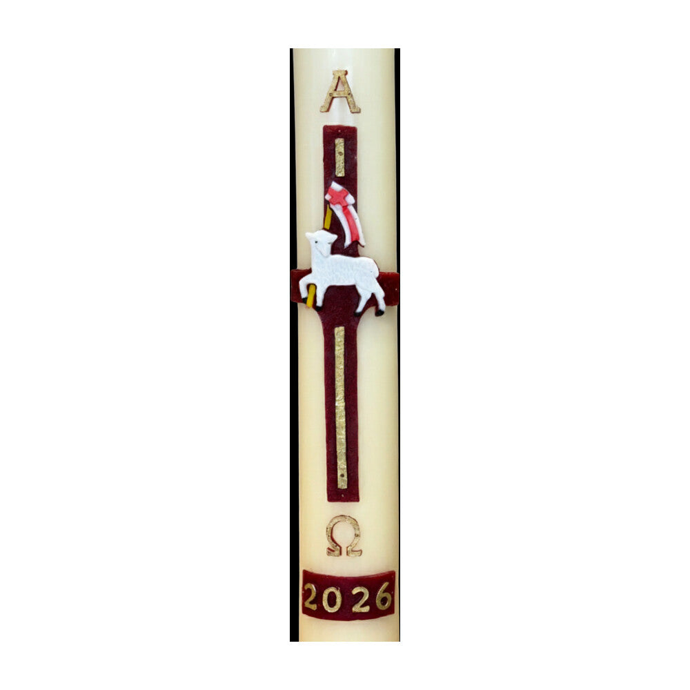 Lamb Of God With Flag Paschal Candle