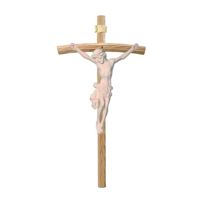 Body of Christ on Curved Cross Handcrafted Val Gardena Wood