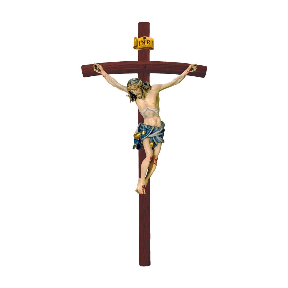 Baroque Crucified Jesus in Handcrafted Wood from Val Gardena