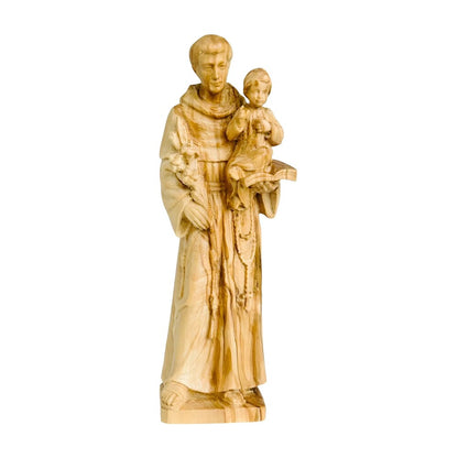 Wooden Statue of Saint Anthony of Padua with Child | Handcrafted Sculpture Val Gardena