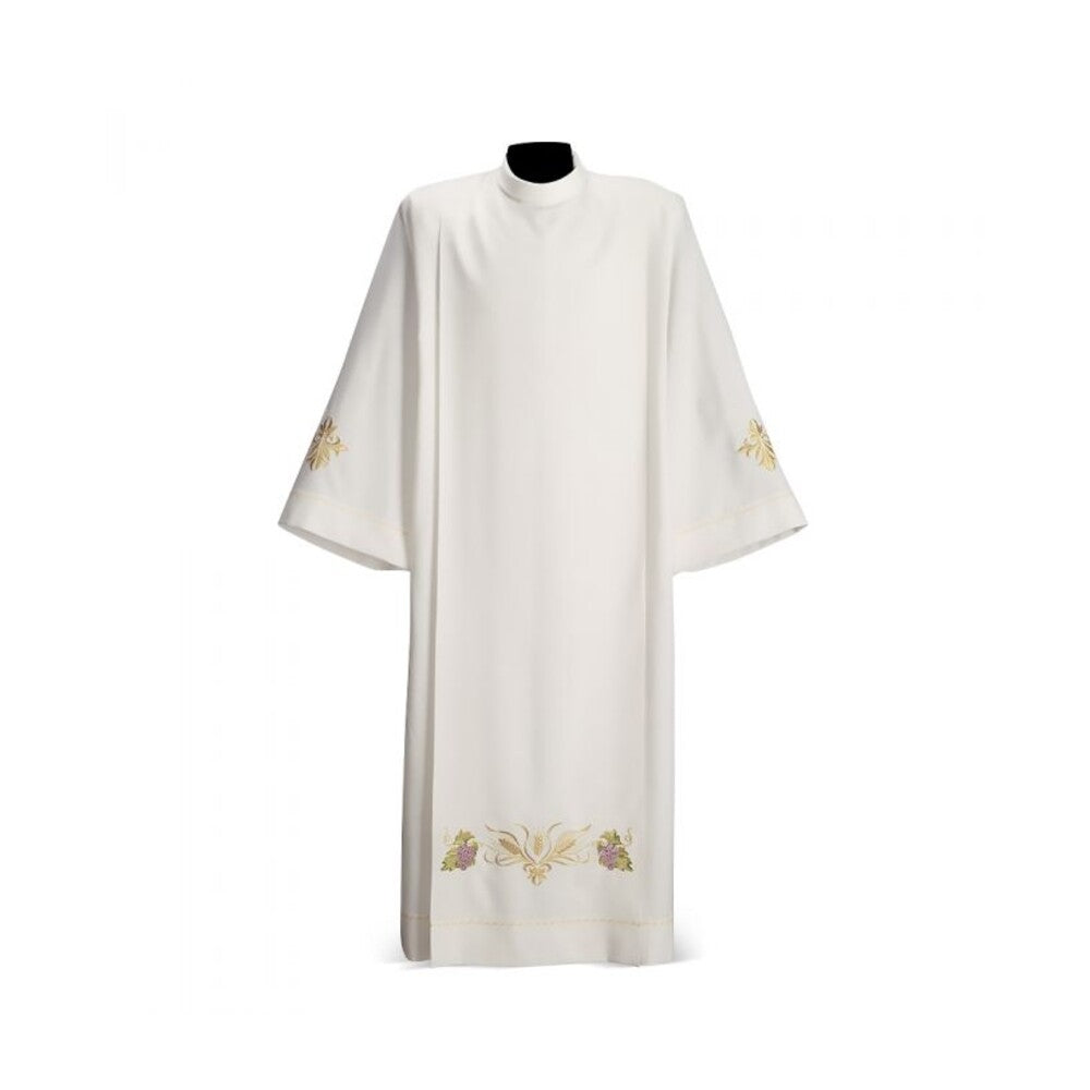 Aurora Ivory Alb with Embroidered Wheat & Grape Eucharistic Motif