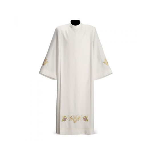 Aurora Ivory Alb with Embroidered Wheat & Grape Eucharistic Motif