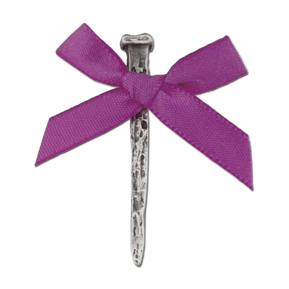 Nail with Purple Ribbon Lapel Pin
