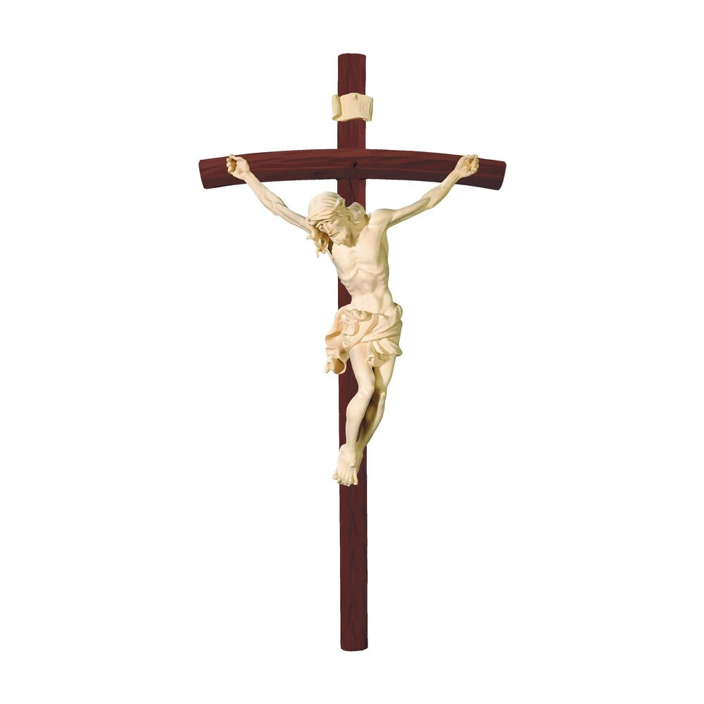 Baroque Crucified Jesus in Handcrafted Wood from Val Gardena