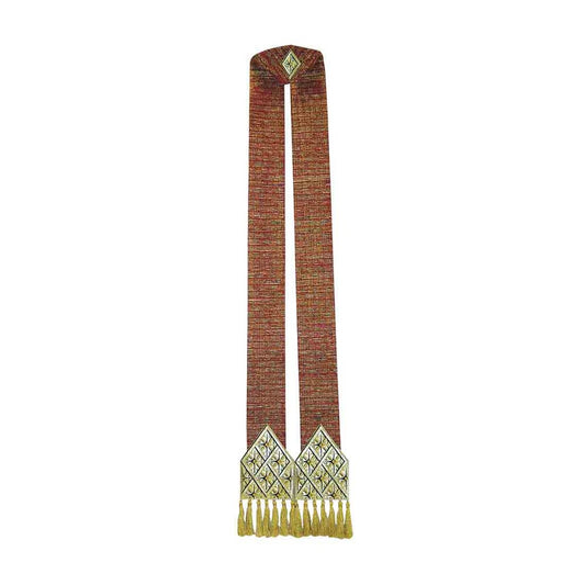 Pure Silk Red & Gold Woven Overlay Stole - PBSB126