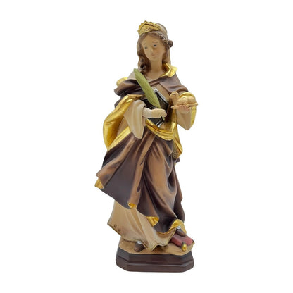 Sculpture Saint Agnes in Maple and Linden Wood, Artistic Carving Val Gardena