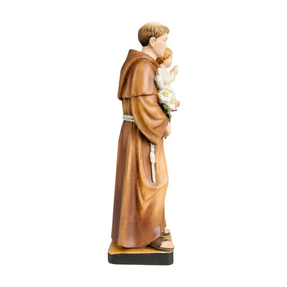 Wooden Statue of Saint Anthony of Padua with Child | Handcrafted Sculpture Val Gardena
