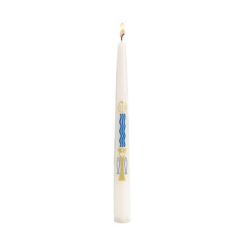 Baptism Candle, Baptismal, Blue and Gold