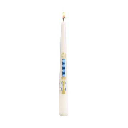 Baptism Candle, Baptismal, Blue and Gold