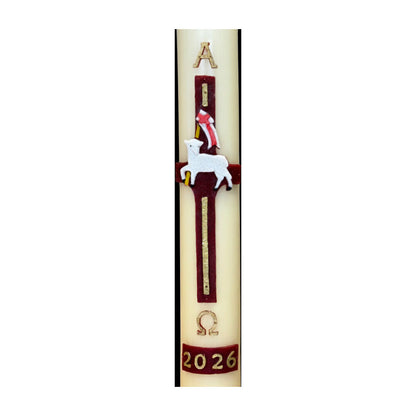 51% Beeswax Lamb Of God with Flag Paschal Candle