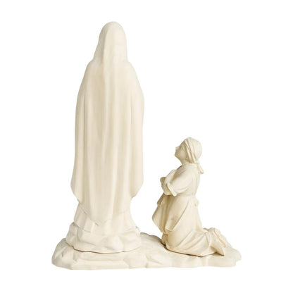 Statue Madonna of Lourdes with Bernadette in Val Gardena Wood