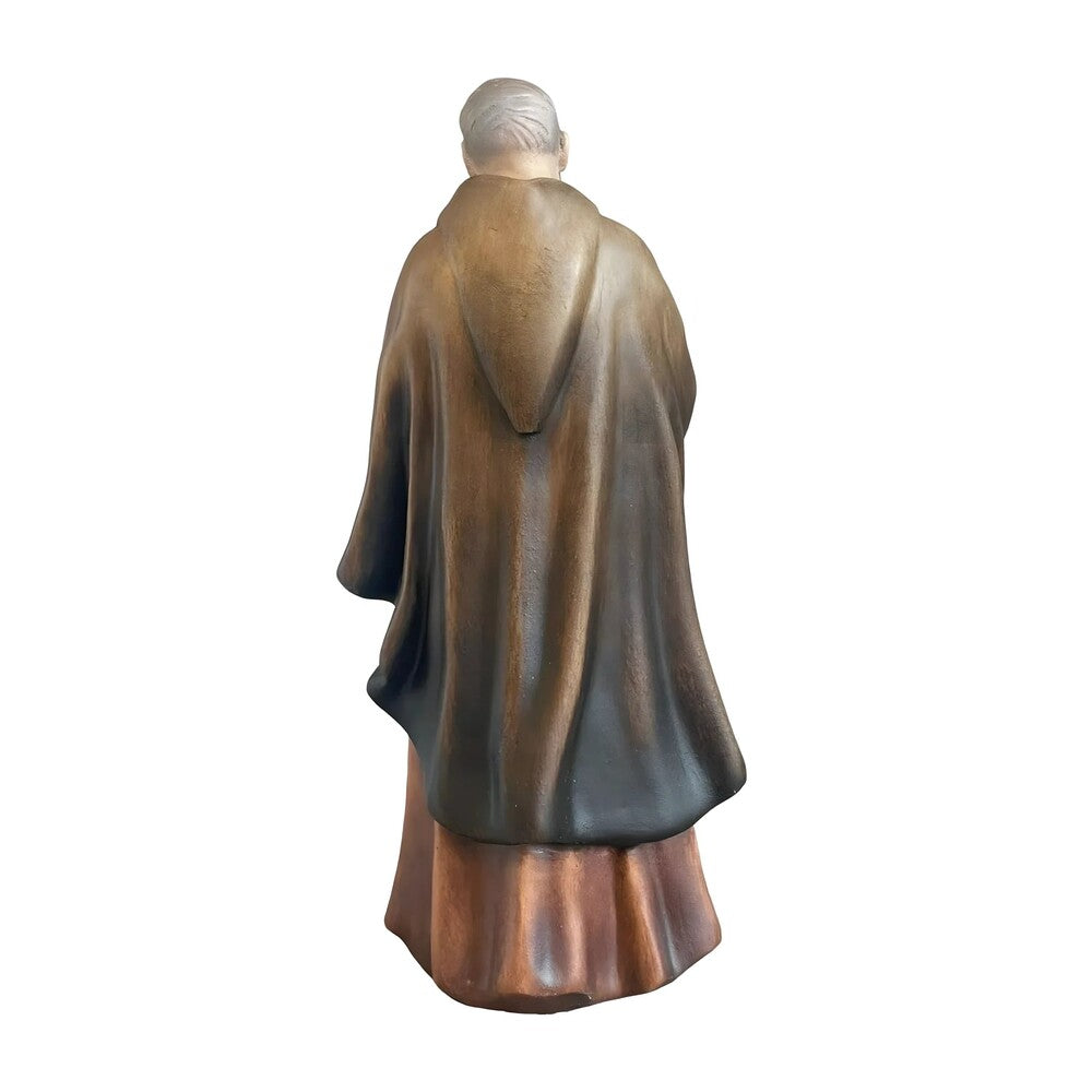 Hand-Carved Wooden Statue of Padre Pio of Pietrelcina, Val Gardena Craftsmanship