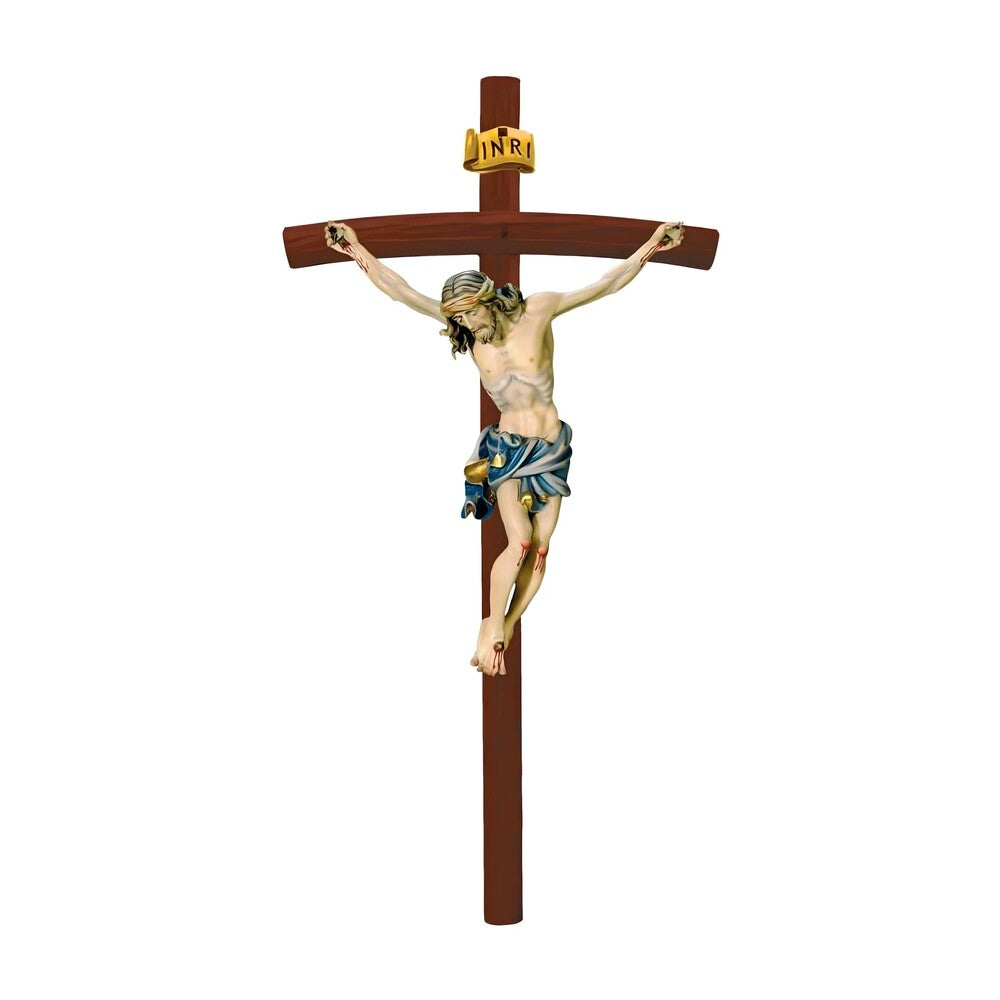 Baroque Crucified Jesus in Handcrafted Wood from Val Gardena