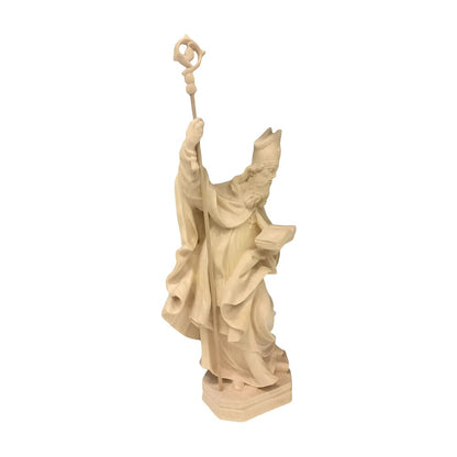 Statue Saint Caius Pope in Carved Wood from Val Gardena, Colored Finish